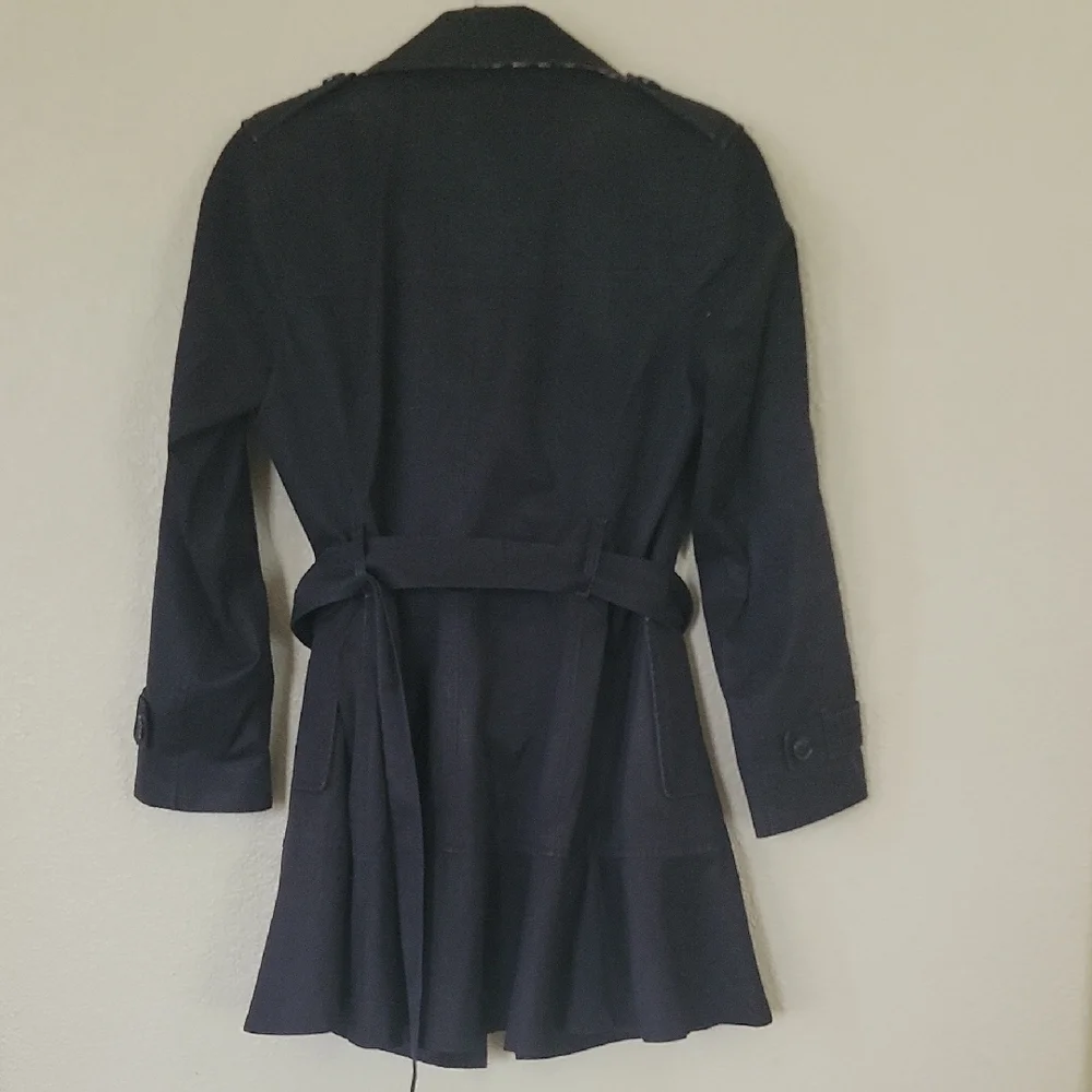 Banana Republic Black Trench Coat Double-Breasted Classic - Picture 3 of 6